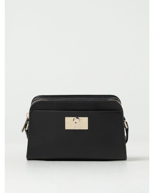 Furla Black 1927 Bag In Micro Grained Leather