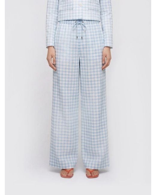 Ermanno Scervino Blue Vichy Pattern Viscose Palazzo Trousers