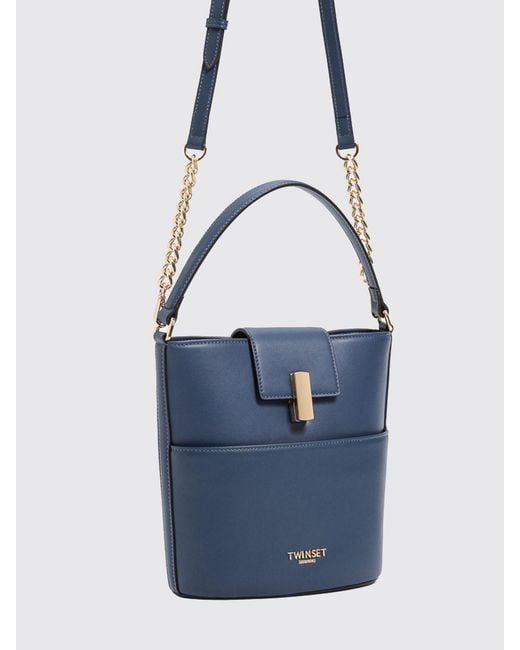 Twinset Blue Synthetic Leather Bucket Bag