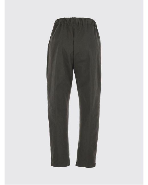 Semicouture Gray Slim Fit Straight-Leg Cotton Pants With Drawstring Waist
