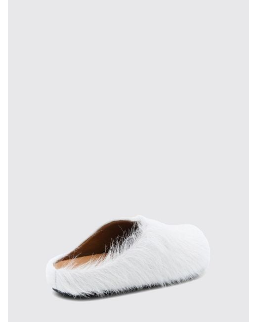 Marni White Calf Hair Mules