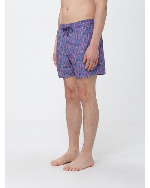 Etro Blue Polyester Swimsuit With Paisley Print for men