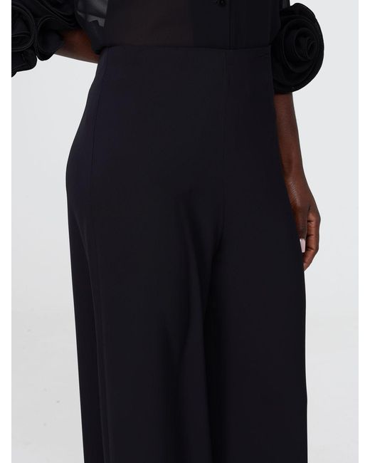 Hanita Black Crepe Wide-Leg Trousers