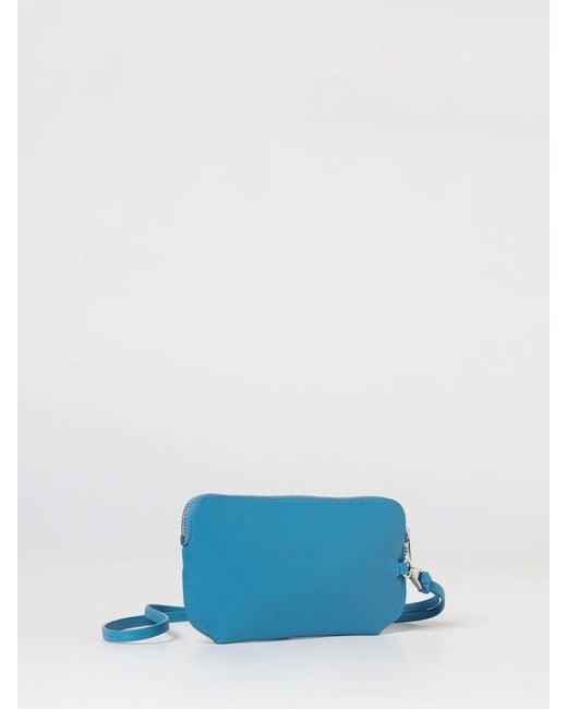 Paul Smith Blue Saffiano Calf Leather Crossbody Bag With Removable Strap for men