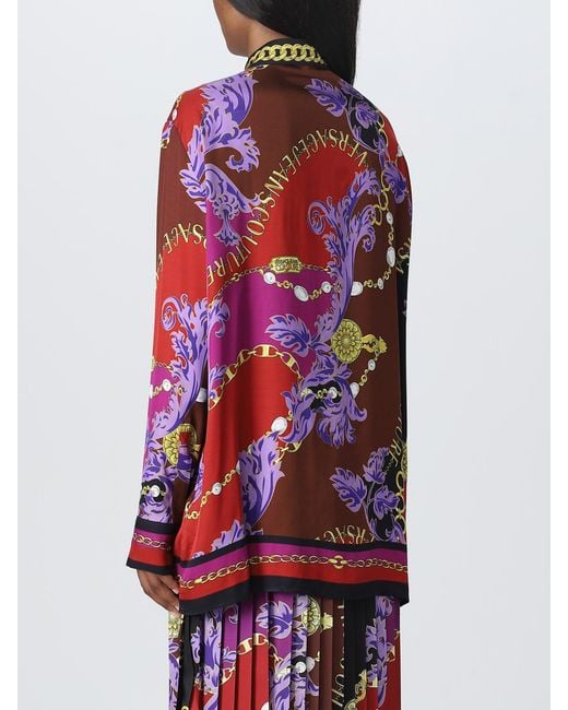 Versace Jeans Couture Red Shirt In Printed Viscose