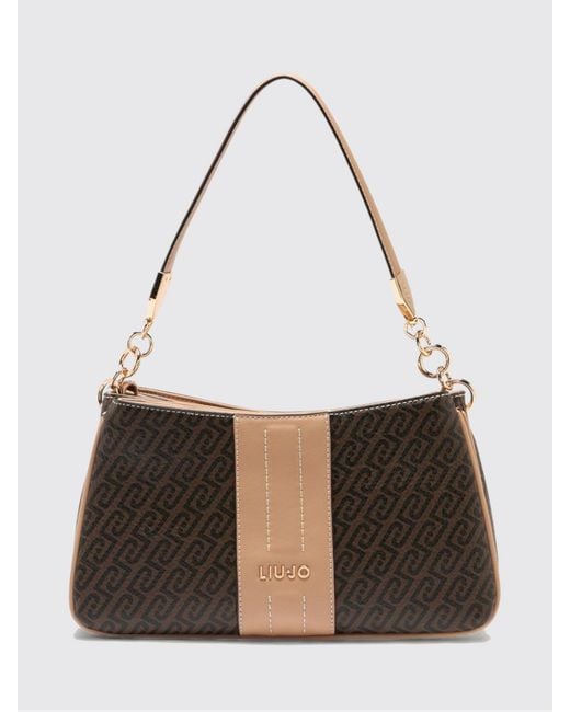 Liu Jo White Faux Leather Grained Bag With All Over Monogram