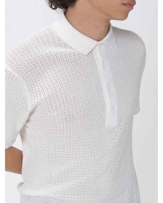 Corneliani White Cotton Knit Polo Shirt for men