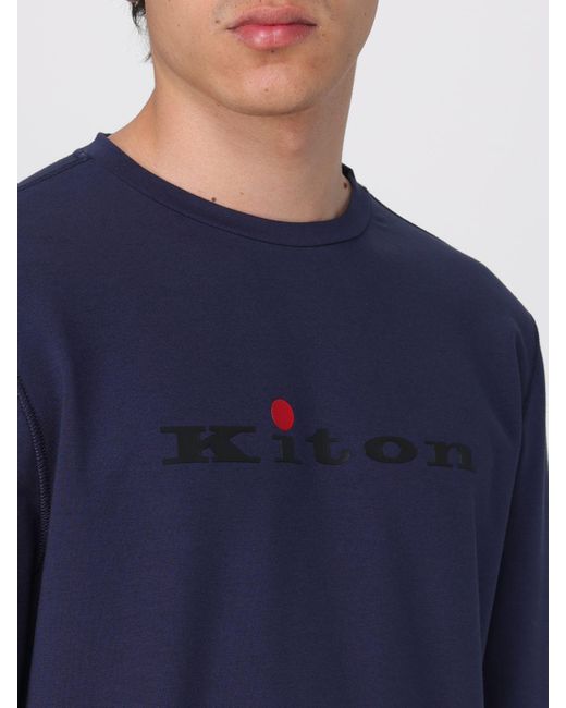 Felpa in cotone con logo di Kiton in Blue da Uomo