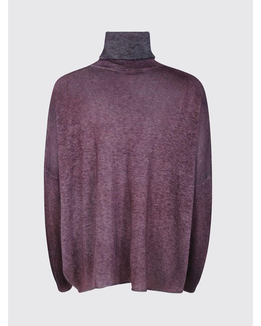 Avant Toi Purple Wool And Cashmere Blend Turtleneck Jumper With Long Sleeves And Ribbed Trims