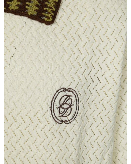 Drole de Monsieur Natural Knitted Cotton Polo Shirt for men