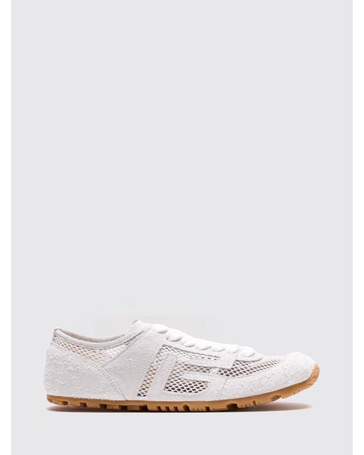 Balmain White Racer 45 Suede And Mesh Nylon Sneakers