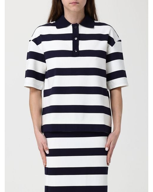 Max Mara Blue Striped Cotton Polo Shirt