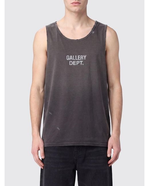 GALLERY DEPT. Gray U-Neck Printed Logo Cotton Tank Top for men