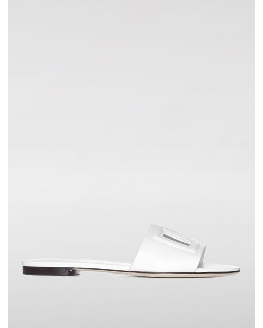Dolce & Gabbana White Flat Sandals