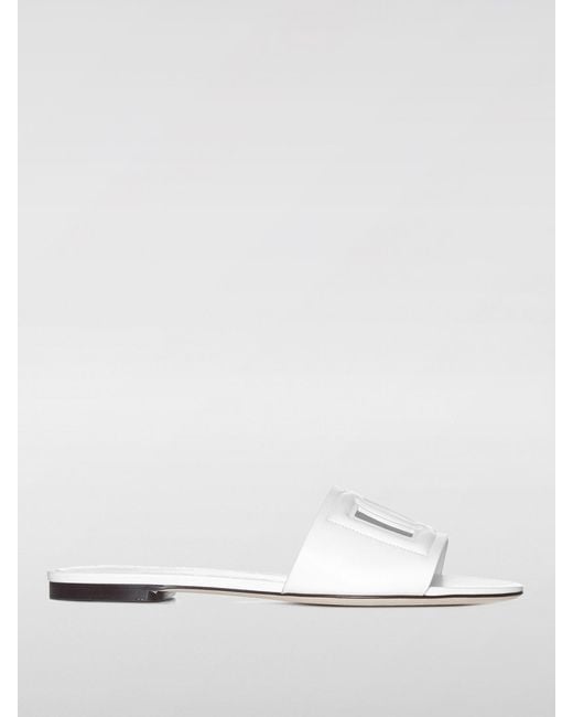 Dolce & Gabbana White Flat Sandals