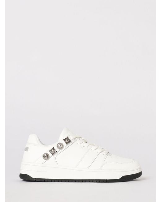 Just Cavalli White Leather Sneakers With Studs