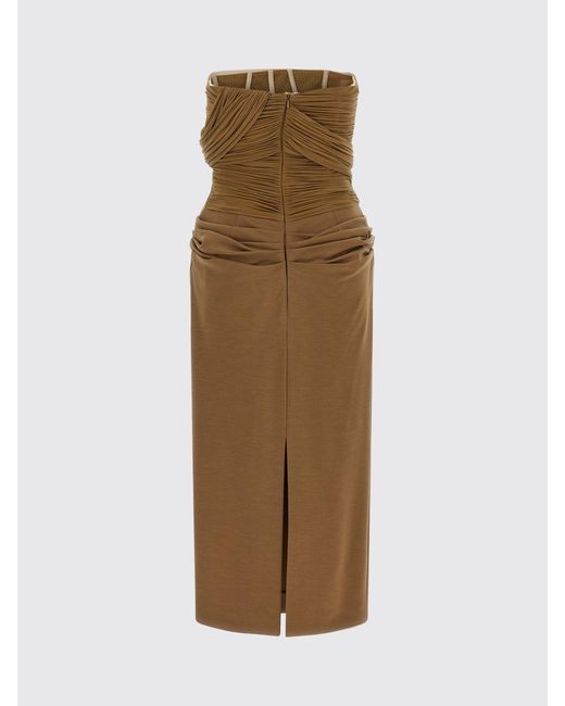 Magda Butrym Natural Draped Off-The-Shoulder Midi Sheath Dress