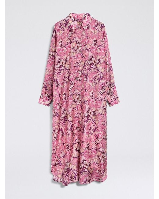 Momoní Pink MomonÌ Printed Silk Chemisier Dress