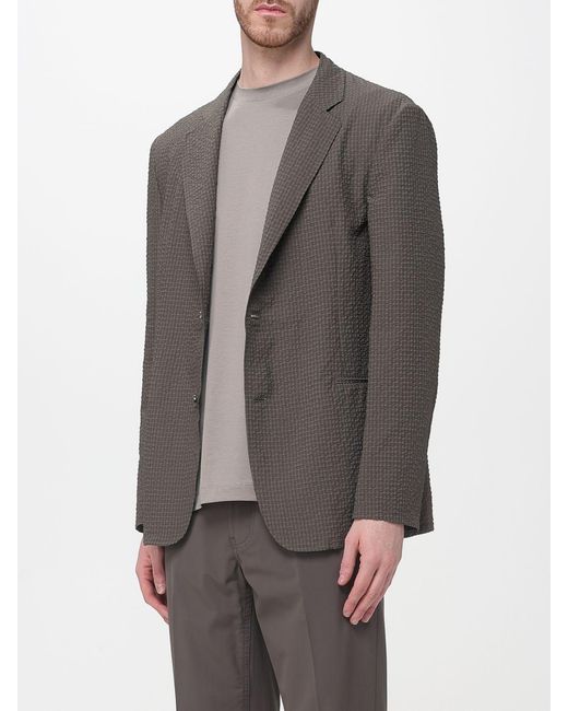 Emporio Armani Gray Single-Breasted Polyester Blazer for men