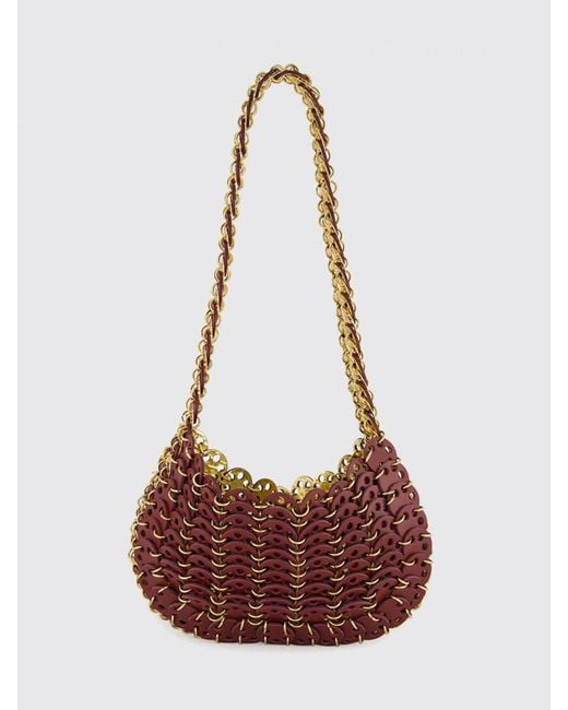 Rabanne Moon Embroidered Monogram Leather And Metal Shoulder Bag
