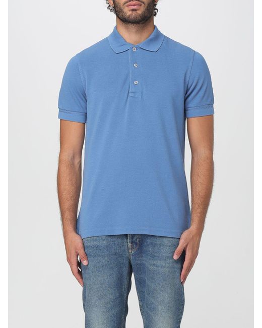 Tom Ford Classic Pique Polo With Tailored Fit in Blue für Herren