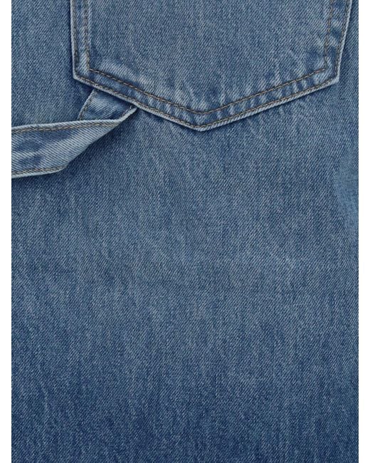 7 For All Mankind Blue Knee-Length Five-Pocket Cotton Shorts With Button Fly for men