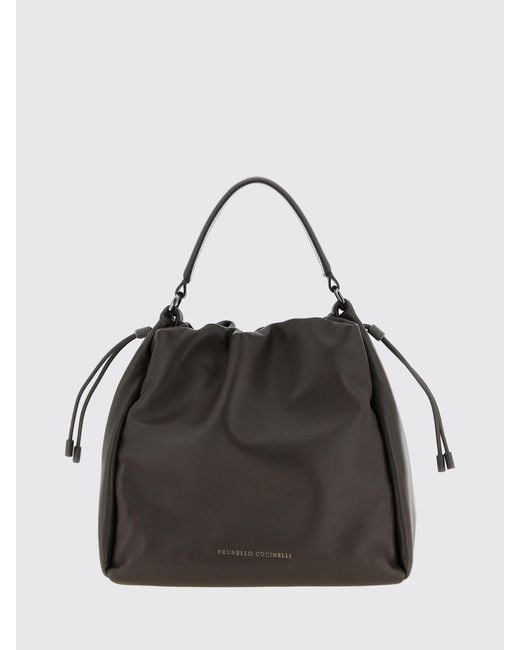 Brunello Cucinelli Black Leather Bucket Bag