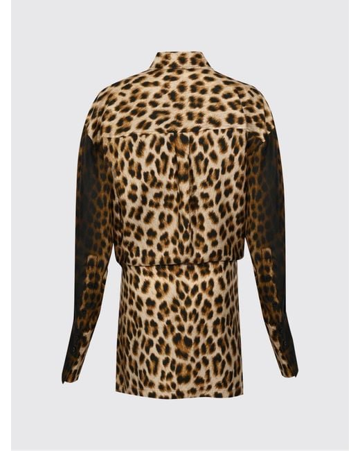 Sportmax Natural Silk Animal Print Shirt Dress