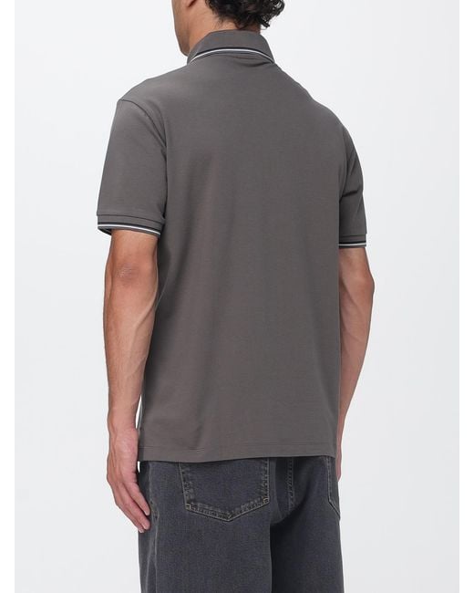 Emporio Armani Gray Stretch Cotton Polo Shirt for men