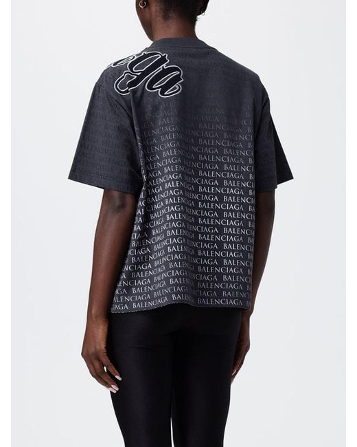 Balenciaga Blue Cotton T-Shirts With Logo