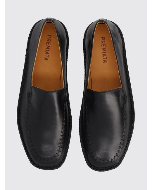 Premiata White Smooth Leather Loafers With Raised Apron Toe And Rubber Sole for men