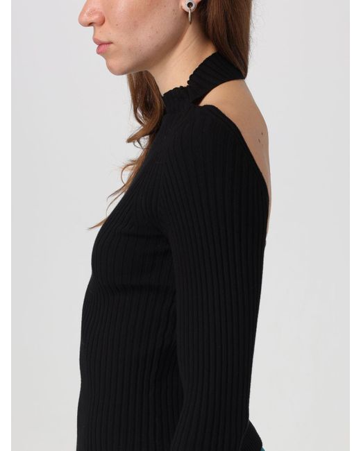 Semicouture Black Ribbed Viscose Blend Sweater