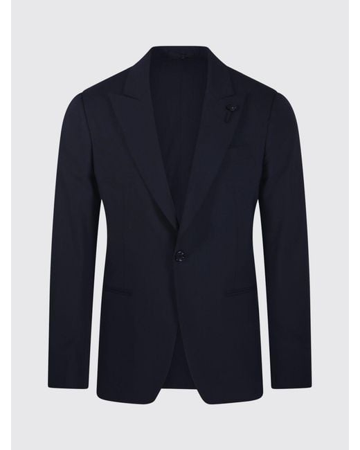 Lardini Blue Single-Breasted Virgin Wool Blazer for men