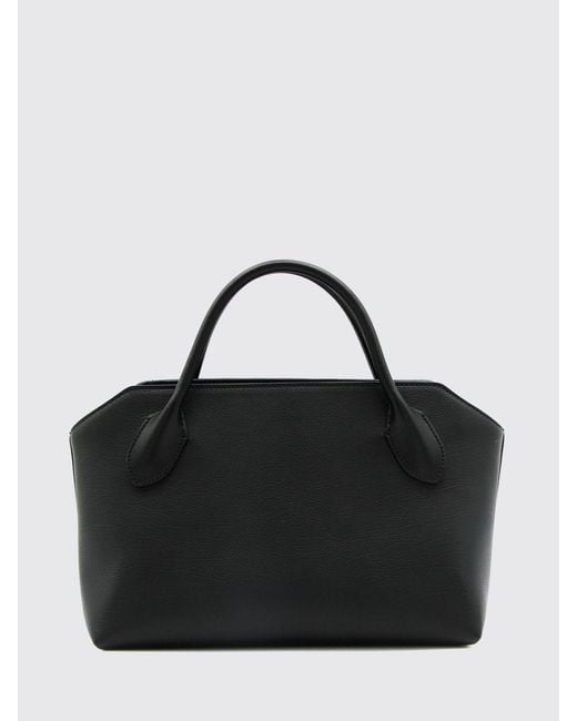 The Row Black Terrasse Grained Leather Double Handle Handbag