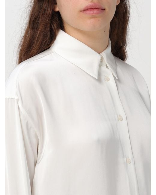 Fabiana Filippi White Drop-Shoulder Satin Elongated Shirt