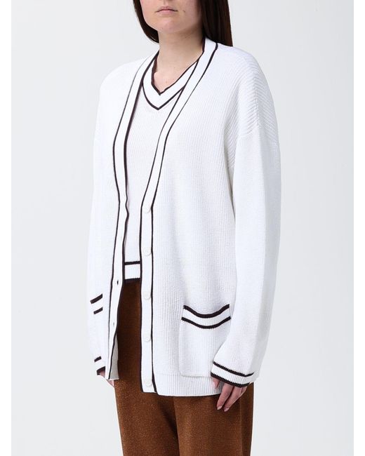 Kangra White Cotton Casual Cardigan