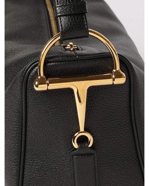 Gucci Black Half Horsebit Grained Leather Bag