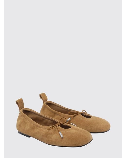 Alohas Brown Rosalind Suede Ballet Flats With Bow And Round Toe