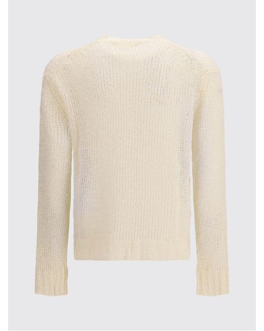 Jil Sander White Linen Crew Neck Sweater for men