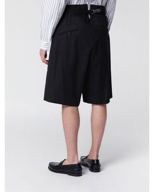 NAMACHEKO Black High-Waisted Tailored Cotton Shorts With Belt Loops for men