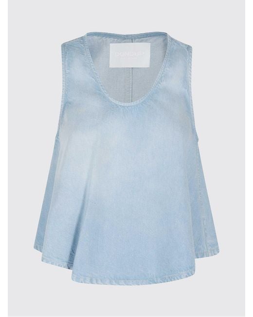Dondup Blue Denim Effect Lyocell Top