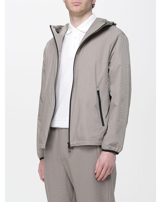 Emporio Armani White Hooded Windbreaker for men