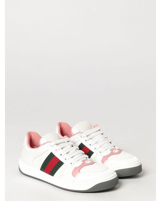 Gucci White Screener Sneakers