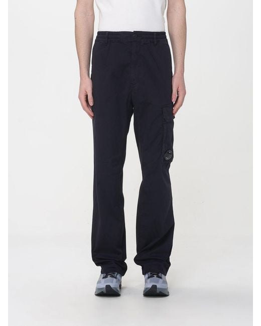 C P Company Blue Stretch Cotton Cargo Pants for men