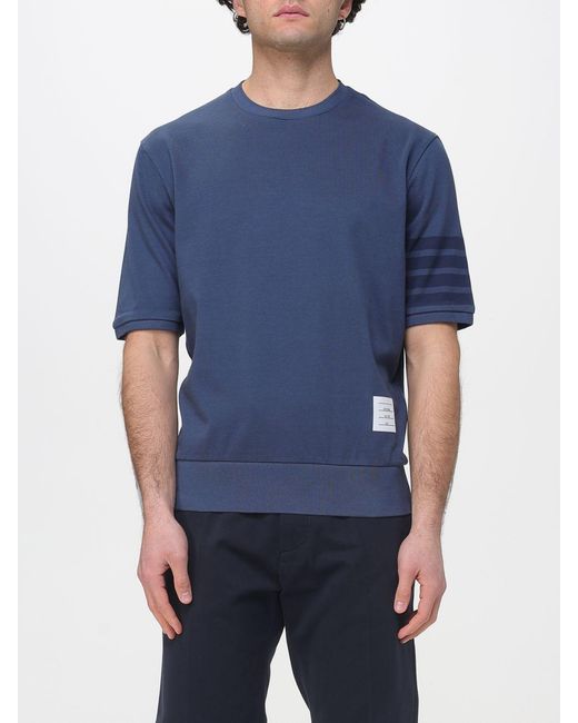Thom Browne Blue 4-Bar Cotton T-Shirt for men