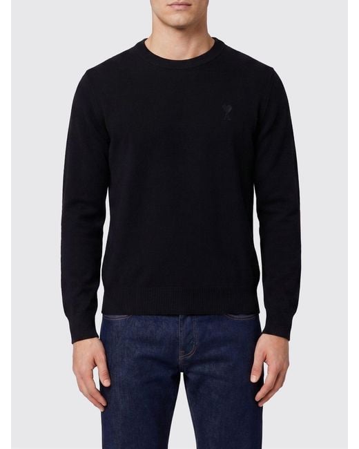 AMI Blue Wool Crew Neck Sweater for men