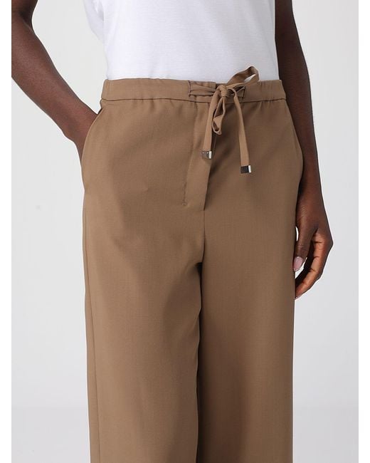 Max Mara Natural Virgin Wool Trousers With Drawstring