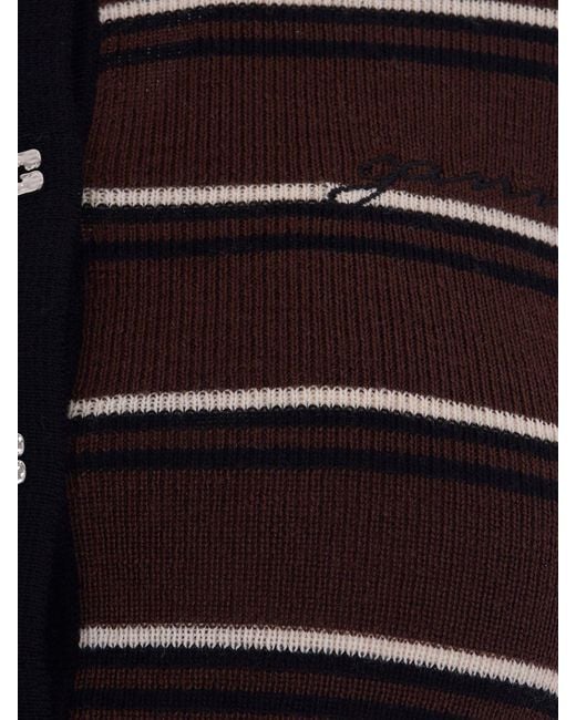 Ganni Black Striped Long-Sleeve Knit Polo