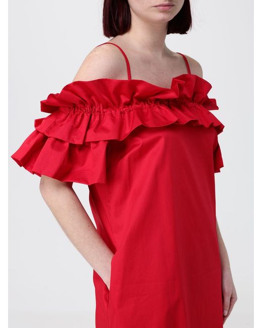 Hanita Red Cotton Midi Dress