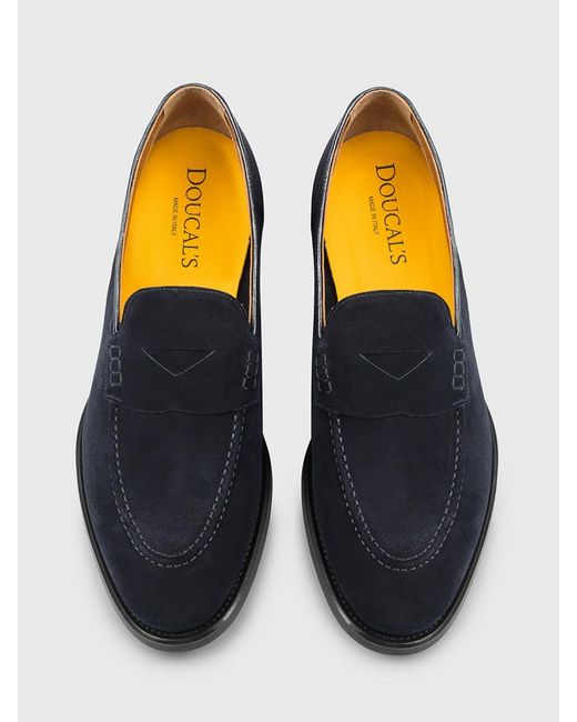 Doucal's Blue Suede Loafers for men